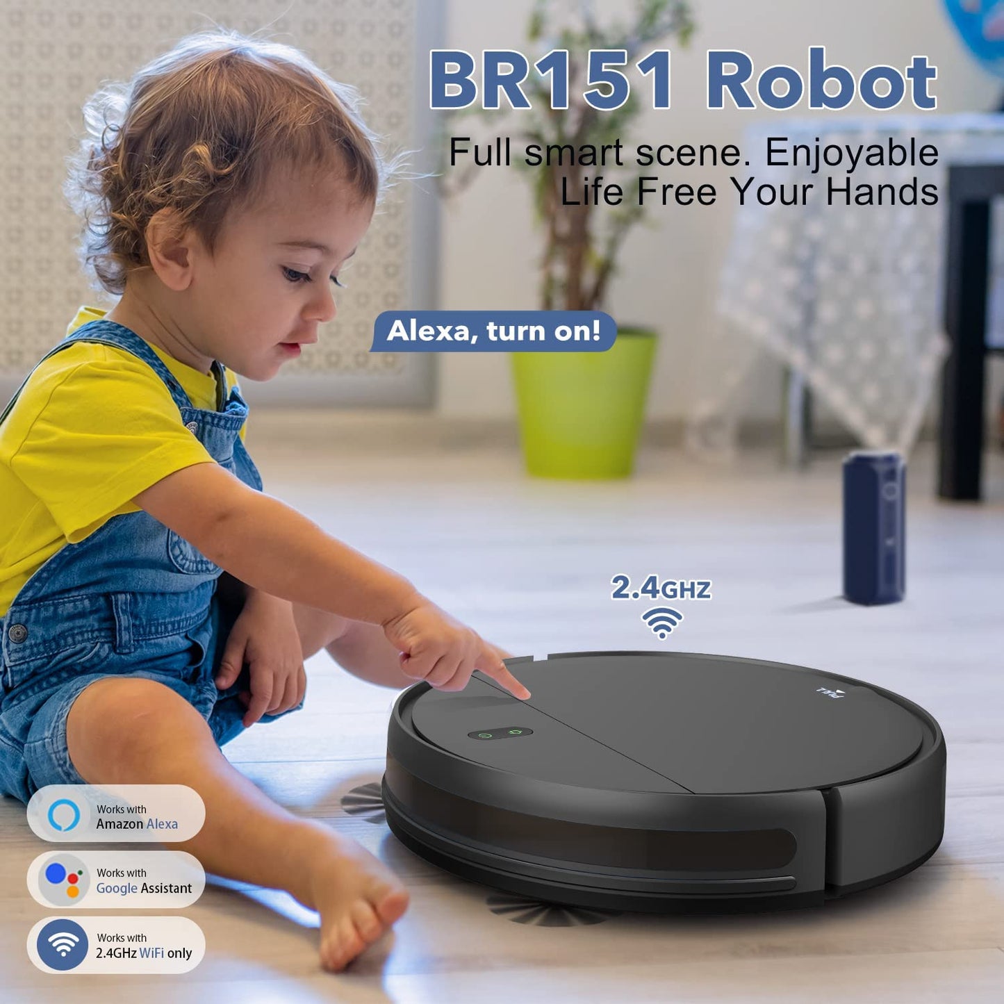 Robot Vacuum Cleaner BR151, 1600Pa Super Suction, APP/Voice Control, Auto and Spot Cleaning