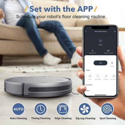 Robot Vacuum Cleaner BR151, 1600Pa Super Suction, APP/Voice Control, Auto and Spot Cleaning