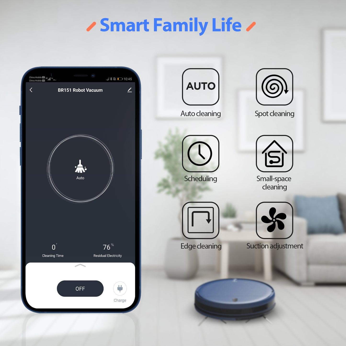 Robot Vacuum Cleaner BR151, 1600Pa Super Suction, APP/Voice Control, Auto and Spot Cleaning