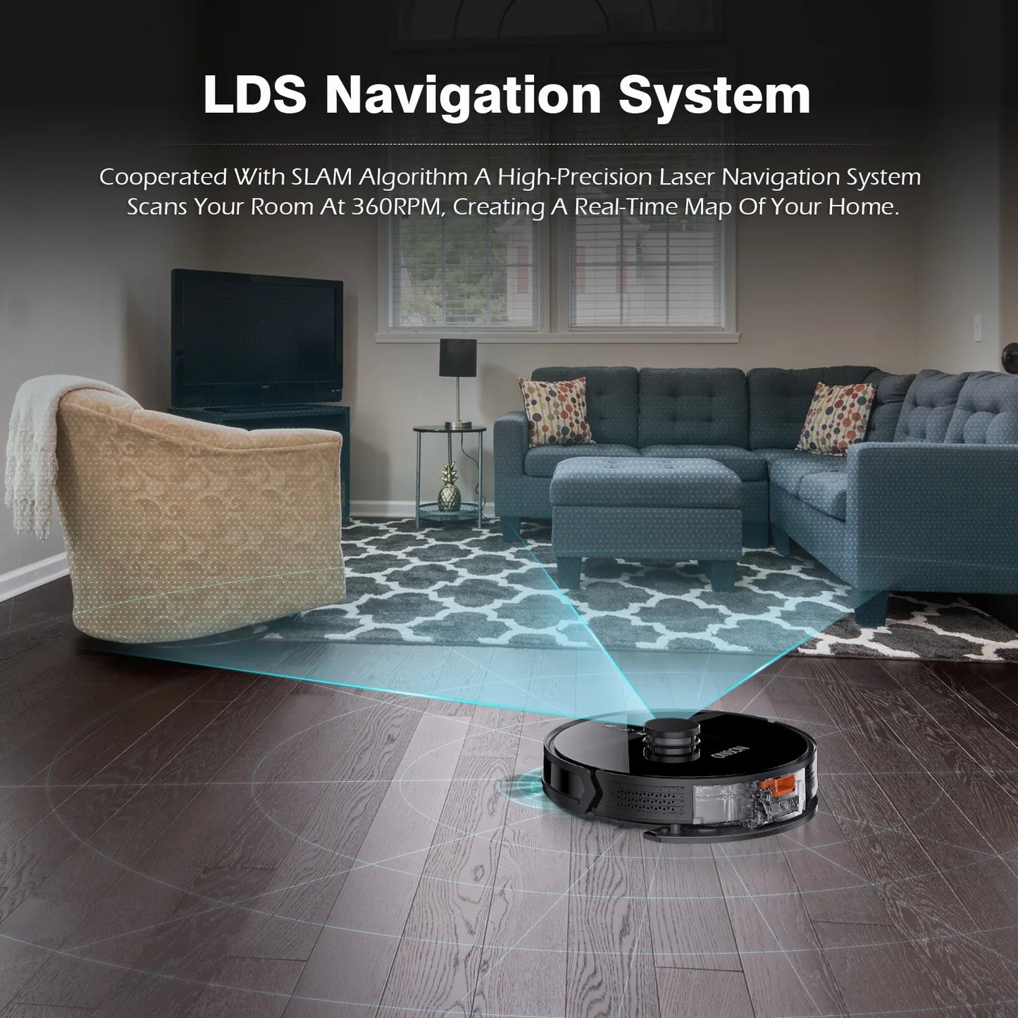 D900 Self-Emptying Robot Vacuum Cleaner, 4000Pa Super Suction, APP/Voice Control, 3D LDS Mapping